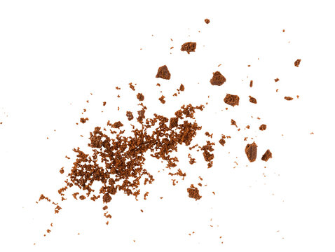 Scattered crushed biscuit crumbs isolated on transparent background