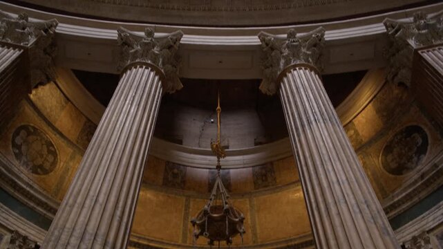 Ornate Pantheon Interior With Columns and Historic Architecture Rome Italy Shot with Cinema Camera