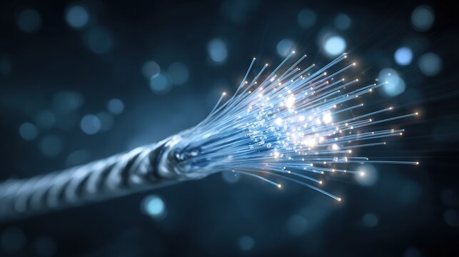 Highresolution image showcasing fiber splice with technical focus and clarity. Close examination of laboratory fiber joining emphasizing micro details and meticulous testing processes