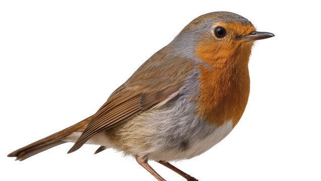 European Robin bird with orange breast and grey head