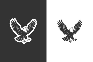 A powerful eagle with outstretched wings, depicted as a striking silhouette © DzgnVibe