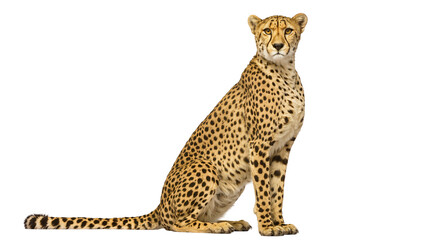 Naklejka premium Cheetah sitting profile view with spotted fur