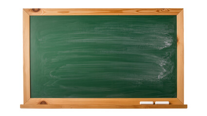 Green chalkboard with wooden frame and chalk sticks © Isolde