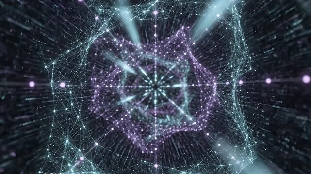 A mesmerizing abstract visualization of interconnected nodes and pulsating lights.