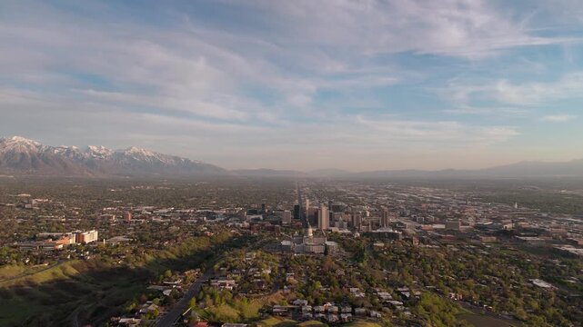 Breathtaking Aerial Landscape of Salt Lake City Amidst Snow-Capped Mountains