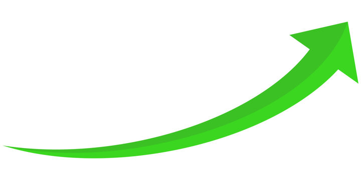 Green arrow vector icon showing direction symbol with flat style design. Jump icon