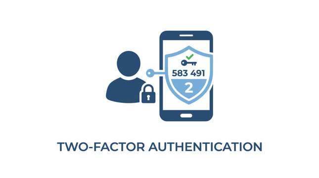 Twofactor authentication icon, 2fa security, user login verification, mobile phone with shield and code