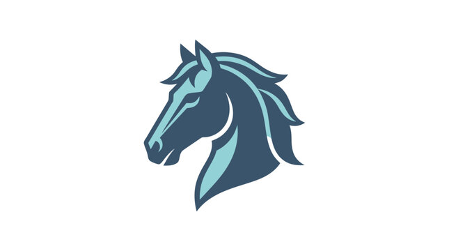 Stylized Blue Horse Head Graphic Illustration.