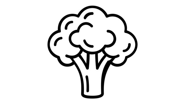 Elegant broccoli floret vector icon illustration. Minimalist line design of a healthy green vegetable, ideal for high-quality food branding, web interface elements, and organic market icons.