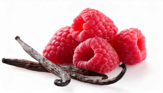 Raspberry With Vanilla In Closeup On White Background