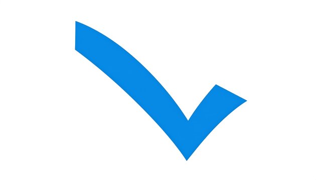 A large blue checkmark on a white background
