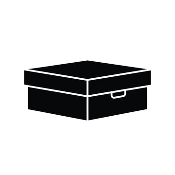 Black box with white outline.