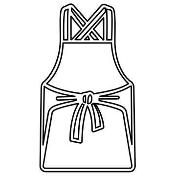 Professional chef apron vecor icon with adjustable nek strap and waist ties, miimalist kitchen uniform ilustration for culinary schols, restaurant branding, nd cooking blog interfaces