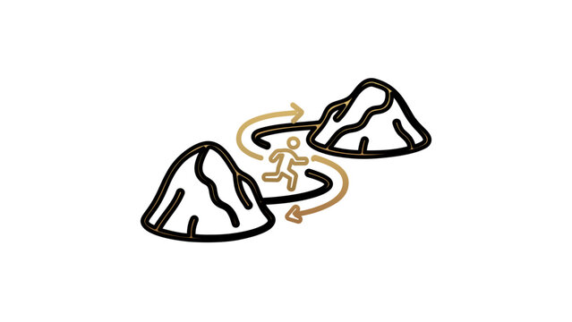 Safa and Marwa Hills Pilgrimage Ritual Vector Icon Illustration with Editable Stroke featuring the sacred mountains of Mecca for Hajj and Umrah mobile apps, customizable line weight design.