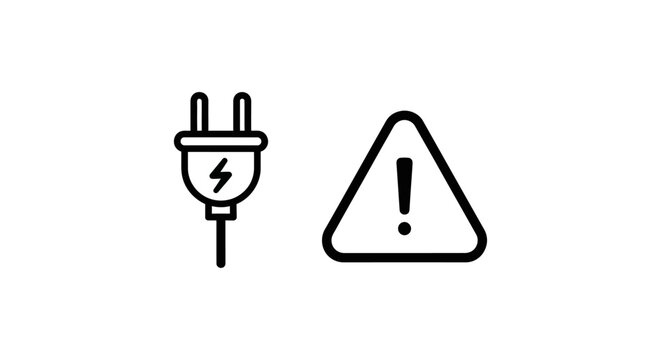 Outage detection and fault alert concept icons with electricity electrical triangular notification detection technical infrastructure maintenance emergency industrial attention