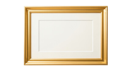 Fototapeta premium Ornate Gold Picture Frame with White Matting, Isolated on White Background
