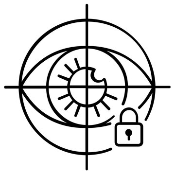 Biometric eye scan vector icon illustration for futurstic security systems and etina identification, presnting a minimalist flat deign for professional technlogy and digital platforms