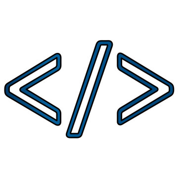 Professional coding HTML tags line icon vector illustration displaying programming brackets for website development software engineer script language and modern digital technology interface.