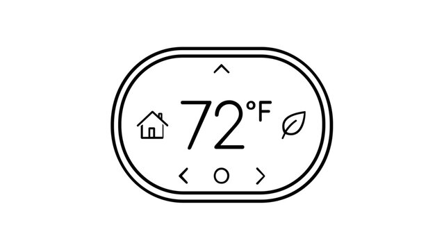 Modern smart thermostat temperature control vector icn illustration with a digial interface for home enery management and climate atomation, designed in a slek and minimalist flat stye.