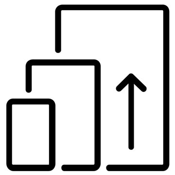 Responsive design screens vector icon showcasing desktop monitor, tablet, and smartphone layouts for multi-device web development and mobile-first interface illustration in a flat modern style.