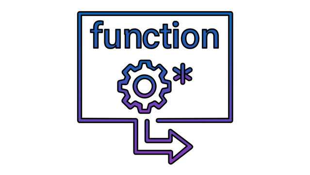 Modern minimalist Javascript function line vector icon illustration for software development and programming projects. Clean flat graphic symbol for web applications, coding syntax, and tech logic.