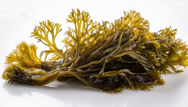 Fucus Vesiculosus Seaweed Strand Highlighted On Clean White Background
