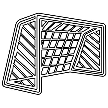 Professional soccer goal net vector icon illustration for football tournament matches and sports training, minimalist linear design representing victory and scoring in competitive athletic games.