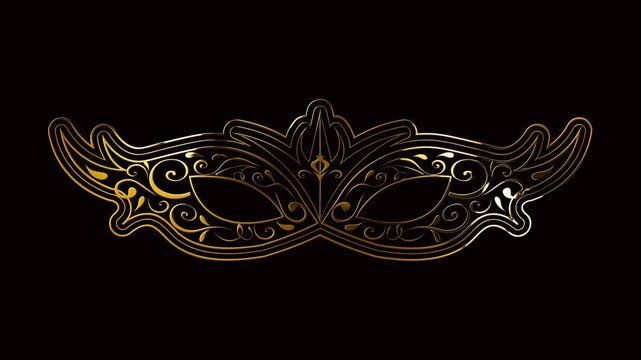 luxury golden mask with floral ornament on the green screen background