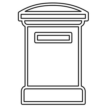 Outdoor postal drop box for secure mail collection, modern vector icon of a traditional street mailbox, clean line art illustration for logistics, shipping, and global communication networks.