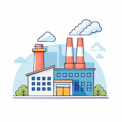 Fototapeta premium Industrial Factory with Smokestacks and Clouds
