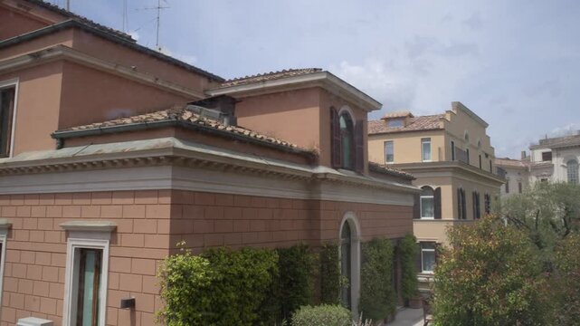 Historic Architecture Near Trevi Fountain District in Rome Italy Summer Shot with Cinema Camera