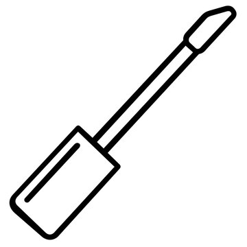 Liquid Lip Gloss Applicator Vector Icon Illustration for Makeup and Beauty Industry. Minimalist Thin Line Design Symbol for Cosmetic Products, Lip Care, and Professional Makeup Artistry Tools.