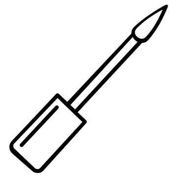 Professional liquid lip gloss applicator vector icon illustration, sophisticated beauty tool for cosmetic product branding, minimalist line art style graphic suitable for luxury spa catalogs.