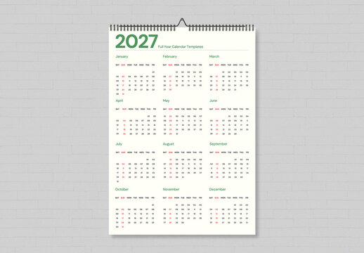 Calendar Design Template 2027