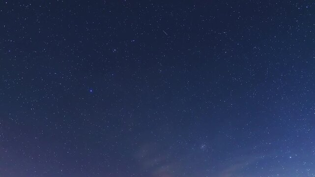 Constellations and Milky Way stars on a dark countryside skies. Time-lapse video.	
