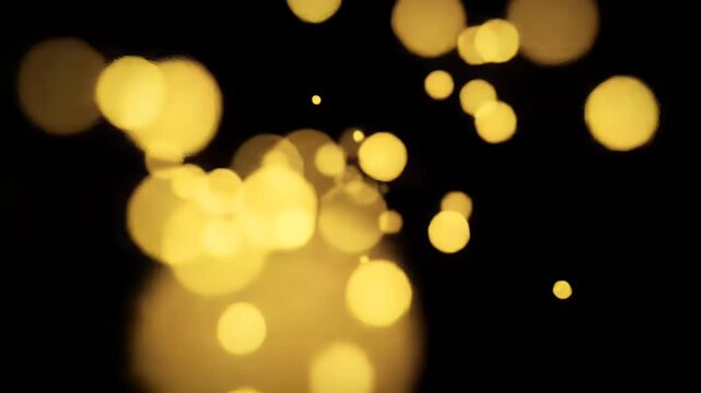 A dark background is illuminated by scattered golden bokeh lights.