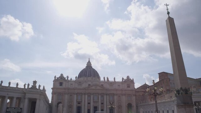 St Peters Square Obelisk and Basilica in Vatican City Rome Italy Shot with Cinema Camera
