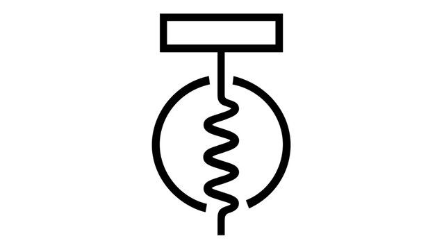 Spiral wine corkscrew vector icon illustration, minimalist flat design of a professional kitchen tool for opening glass bottles, elegant silhouette for restaurant menu and winery branding.