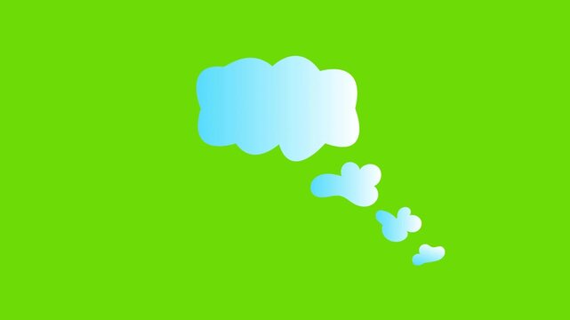 Animated blue cloud and snowflake shapes on green and black screen background