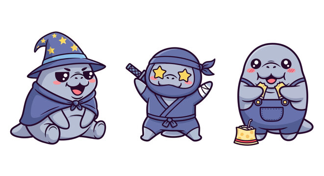 Cute Animal Characters in Funny Costumes Illustration Set.