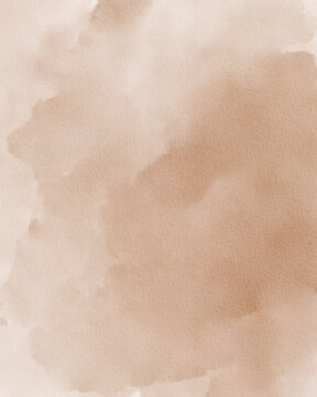 Abstract artistic background featuring a soft blend of brown, beige, and tan watercolor paint washes. This subtle, earthy texture creates a serene and versatile backdrop for various design projects.