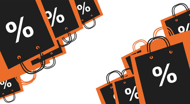 Black shopping bags with percentage signs for sale
