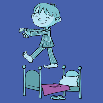boy who gets out of bed and walks in his sleep
