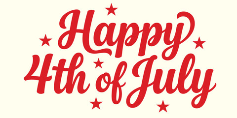 Obraz premium Happy 4th of July Typography Design, American Independence Day Celebration Lettering Vector