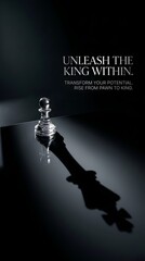Obraz premium Chess piece transforming into king, symbolizing empowerment and success