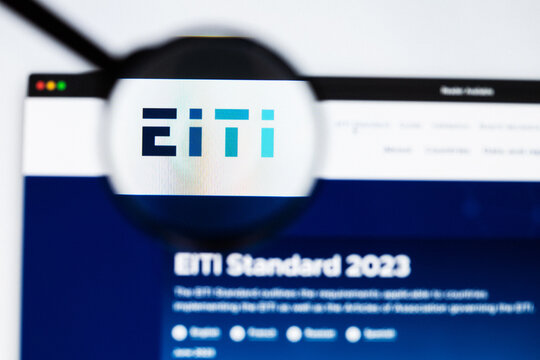 Milan, Italy 2026, 20 Apr Closeup of EiTi Extractive Industries Transparency Initiative website on a laptop screen. EiTi Extractive Industries Transparency Initiative logo under a magnifying glass.