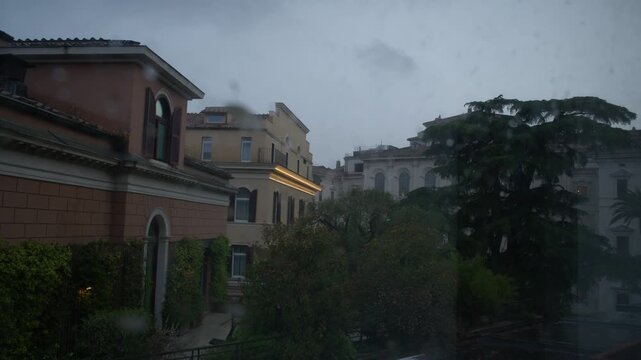 Storm Clouds Gathering Above Historic Rome Rooftops Italy Summer Shot with Cinema Camera