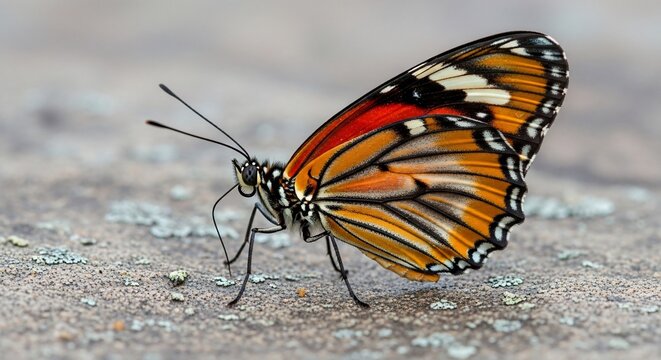鮮やかな羽の蝶、静寂の瞬間