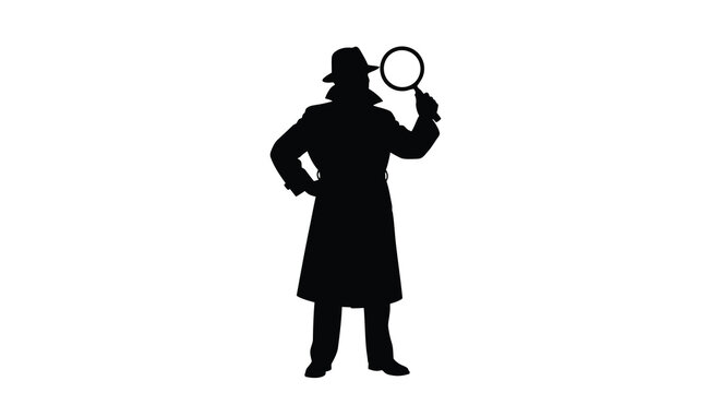 Detective With Magnifying Glass Silhouette investigator sleuth