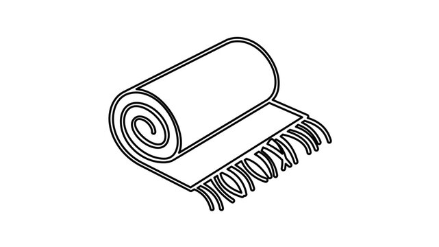 Folded Wool Blanket with Fringed Edges Vector Icon. Cozy Home Decor Textile Illustration for Comfort and Warmth. Minimalist Interior Design Element for Sofa Bed Living Room Accessories. Aesthetic.